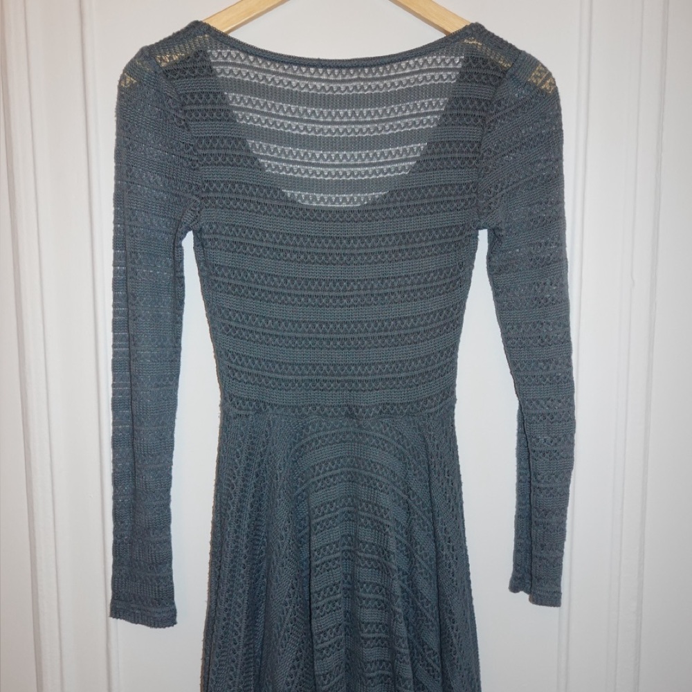 Kimchi Blue Long Sleeve Knit Fit-and-Flare Dress in Slate